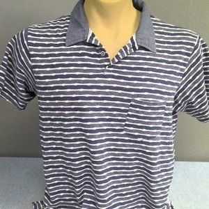 SOL ANGELES Polo Shirt Golf Casual Blue Striped Men's XL